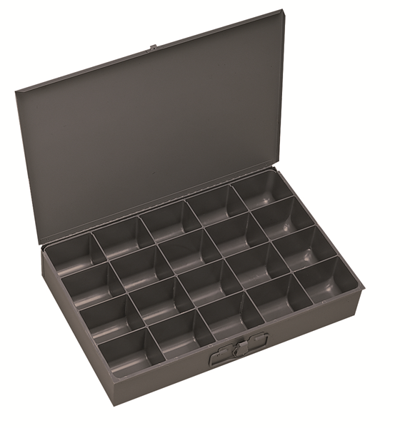 206-95 - 13-3/8 in. x 9-1/4 in. x 2 in. Gray Steel Compartment Box with 20 Small Openings (6/Pk)
