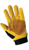 HR1008-8(M) - Medium (8) Navy Blue/Gold Soft Calfskin Double Palm Drivers Style Gloves