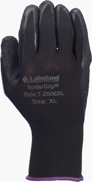 7-2506-LG - Large Black SpiderGrip Latex Palm Coating Glove