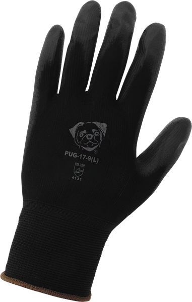 PUG17-M - Medium (8) Black Lightweight Seamless General Purpose Dipped Gloves