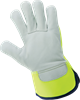 1100GHV-9(L) - Large (9) Hi-Vis Yellow/Green Canvas Back With Goatskin Leather Palm Gloves