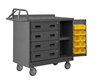 2211-DLP-RM-10B-95 - 18-1/4 in. x 42-1/8 in. x 36-3/8 in. Gray Locking Mobile Bench Cabinet with 10 Yellow Bins