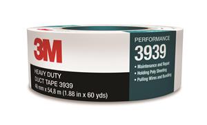 051131-06975 - 48 mm x 54.8 m, 9.0 mil, 3M Heavy Duty Duct Tape 3939 Silver, 24 individually wrapped rolls per case