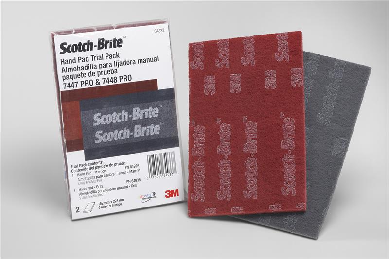 048011-64933 - 6 Inch x 9 Inch Pad 7447 PRO and Pad 7448 PRO, 1 Each per bag, Scotch-Brite™ PRO Hand Pad Trial Pack