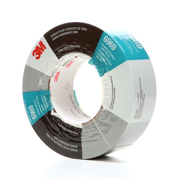 051131-06969 - 48 mm x 54.8 m, 10.7 mil, 3M Extra Heavy Duty Duct Tape 6969 Silver, 24 individuallly wrapped rolls per case