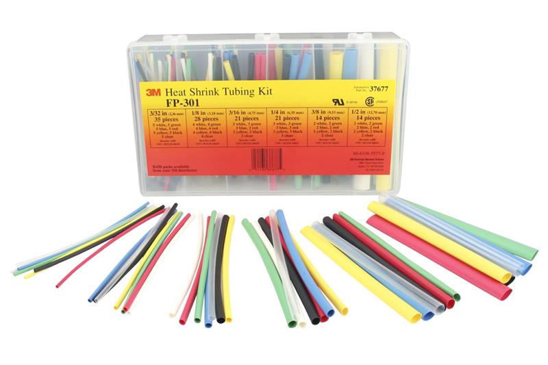 051135-37677 - 3M Heat Shrink Tubing FP-301-Color-Assortment: 5 Kits per Case