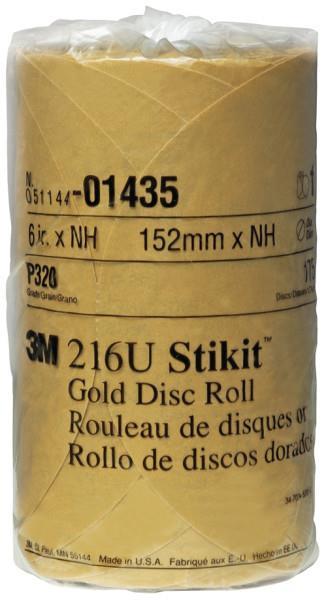 051144-01435 - 6 Inch, Gold Disc Roll, 01435, P320A, 175 discs per roll, 6 rolls per case