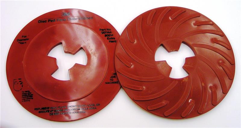 051144-80514 - 7 Inch Extra Hard, Red, Disc Pad Face Plate Ribbed 80514, 10 per case