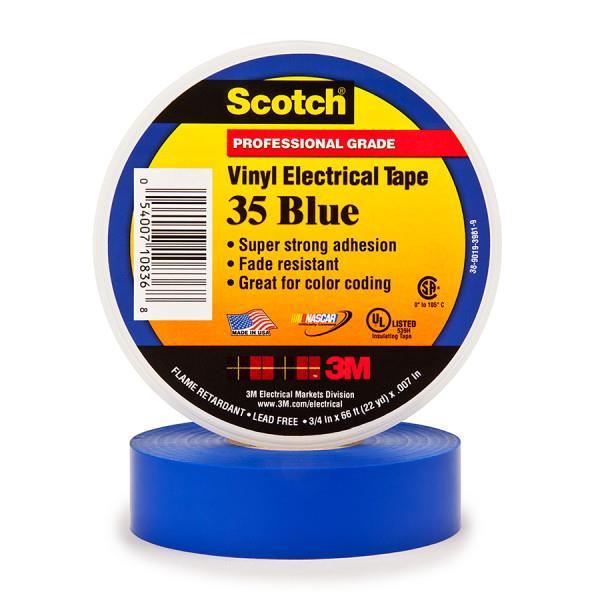 054007-10240 - 1/2 Inch x 20 Feet, Blue, Vinyl Color Coding Electrical Tape 35