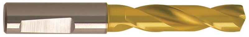 1184-8.700 - 8.7mm Diameter 3xD Drill, 2 flutes, Carbide, TiN Coated, Whistle Notch Shank, 140° Point, Right Hand Cut