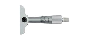 128-105 - 0-1 In.001 Inch, Mechanical Depth Micrometer, Rod Clamp, 2.5 Inch Base, Ratchet Stop