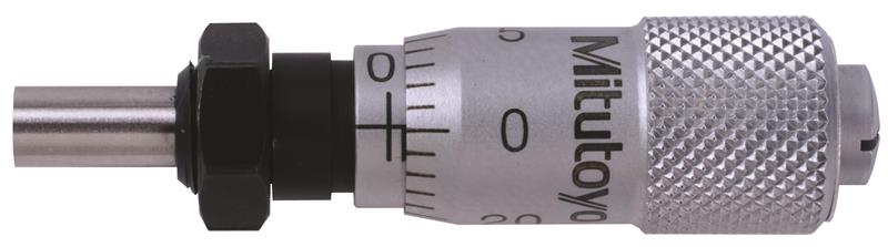 148-204 - 0 Inch -1/4 Inch, 0.001 Inch, Mechanical Micrometer Head, 1/4 Inch Diameter Stem with Clamp Nut, Flat Spindle Face