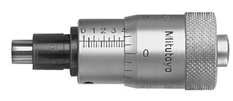 148-359 - 0-.5 Inch, .001 Inch, Mechanical Micrometer Head, .375 Inch Diameter Plain Stem, Flat Spindle Face, Large (.79 In) Thimble Diameter