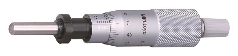 150-802 - 0-25mm, 0.01mm, Mechanical Micrometer Head, 10mm Diameter Stem with Clamp Nut, Spherical (SR4) Spindle Face