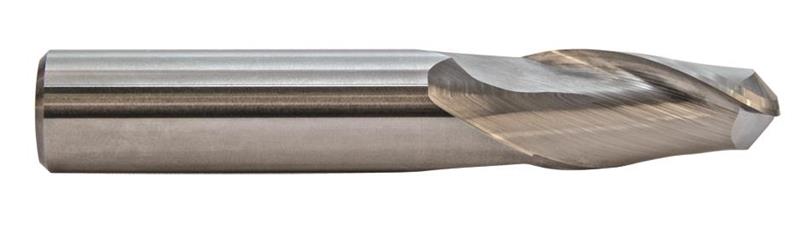 15012500A - 1/8 Inch Diam, 3/8 Inch Length of Cut, Solid Carbide TuffCut® General Purpose 2-Flute Ball Nose End Mill