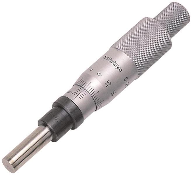 153-203 - 0-25mm, 0.01mm, Mechanical Micrometer Head, 12mm Diameter Plain Stem, Flat Carbide Tipped Spindle Face, Non-Rotating Spindle