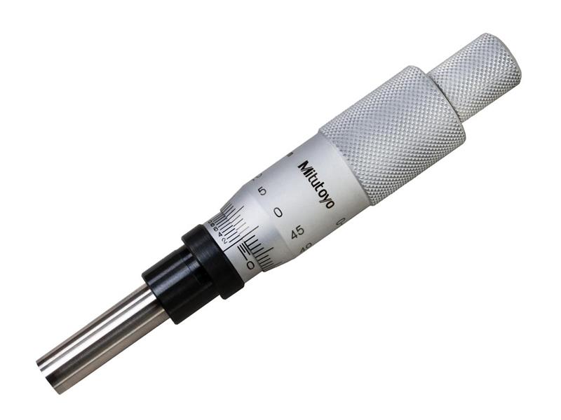 153-204 - 0-25mm, 0.01mm (0.001mm with Vernier), Mechanical Micrometer Head, 12mm Diameter Plain Stem, Flat Carbide Tipped Spindle Face, Non-Rotating Spindle