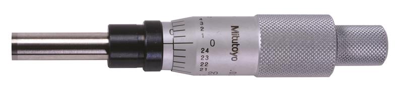 153-207 - 0 Inch - 1 Inch, 0.001 Inch, Mechanical Micrometer Head, 1/2 Inch Diameter Plain Stem, Flat Carbide Tipped Spindle Face, Non-Rotating Spindle