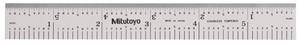 182-108 - 6 Inch x 150mm Steel Rule, 3/4 Inch Wide, Rigid, Satin Chrome Finish Tempered Stainless Steel, (1/10, 1/50, 1mm, 0.5mm)