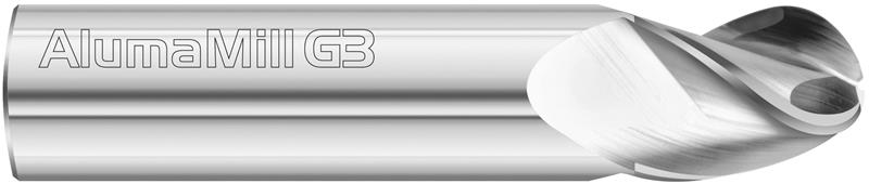 27859 - 1 Inch (1.0000) 3-Flutes, High Helix Solid Dura-Carb Series 3833 AlumaMill G3 End Mill- Ball/ Stub