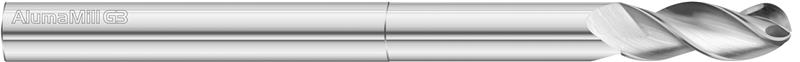27331-FULLERTON - 8.00mm (.3150) 3-Flutes, High Helix Solid Dura-Carb Series 3833 AlumaMill G3 End Mill- Ball/ Long Reach