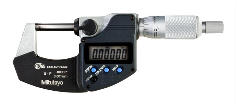 293-340-30 - 0 to 1 Inch Range, 0.0001 Inch Resolution, Standard Throat, IP65 Electronic Outside Micrometer