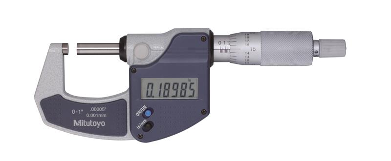 293-831-30 - 0-1 Inch, 0.00005 Inch, Digimatic Lite Outside Micrometer, No Spindle Clamp, No Output, Ratchet Stop