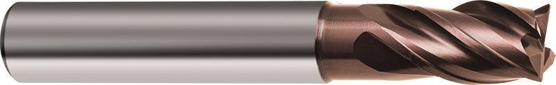 3053-3.17 - 1/8 Inch Diameter Endmill, 1/8 Shank, 4 flutes, 3/8 Length of Cut, Carbide, nano-Si Coated, HA/HB Shank, 1-1/2 Overall Length, 36/38° Helix Angle, 0.004 chamfer