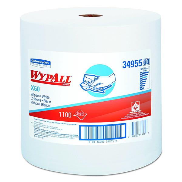 34955 - Wypall X60 Jumbo Roll of 12.5 x 13.4 Inch White Sheets (1,100 Sheets per Roll)