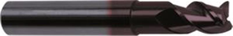 3540-7.000 - 7mm Diameter Endmill, 8mm shank, 3 flutes, 8mm Length of Cut, Carbide, FIREX Coated, HA Shank, 58mm Overal Length, 45° Helix Angle, 0.1 chamfer (mm)