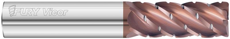 35612 - 1 Inch (1.0000) 4-Flutes FC20 Coated Solid Dura-Carb Fury Vicor 3505 Chipbreaker End Mill- .060CR/Standard