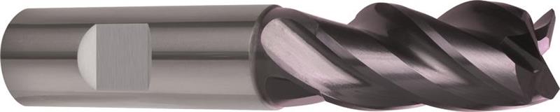 3803-8.500 - 8.5mm Diameter Endmill, 10mm shank, 4 flutes, 19mm Length of Cut, 29.4 Reach (mm), Carbide, nano-A Coated, HB Shank, 72mm Overal Length, 36/38° Helix Angle, 0.3 chamfer (mm)