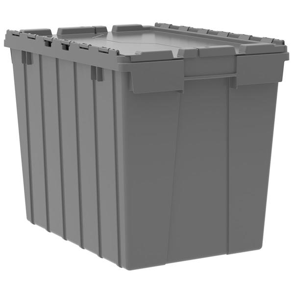 39170-AKRO - 17 Gallon Gray Akro Attached Lid Containers (3/Carton)