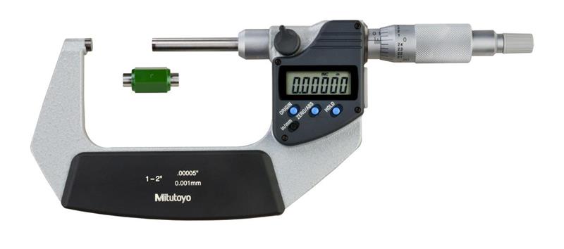 406-351-30 - 1-2 Inch, 0.00005 Inch, Digimatic Outside Micrometer, Non-Rotating Spindle, With SPC Data Output, Ratchet Stop