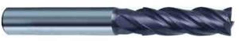4250-12.70 - 1/2 Inch Diameter Endmill, 1/2 Shank, 4 flutes, 2 Length of Cut, Carbide, FIREX Coated, HA Shank, 4-1/2 Overall Length, 40° Helix Angle, 0.0098 chamfer