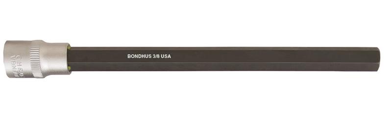 43510-BONDHUS - 3/16 Inch ProHold Hex Bit, 6 Inch Length - With 3/8 Inch Dr Socket