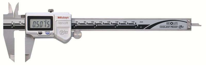 500-762-20 - 0-6 Inch(150mm), 0.0005 Inch(0.01mm), IP67 ABSOLUTE Digimatic Caliper, With SPC Data Output