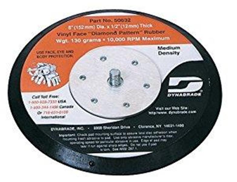50632-DYNABRADE - 6 Inch (152 mm) Dia. Non-Vacuum Disc Pad, Rubber-Face, 5/16-24 Male Thread