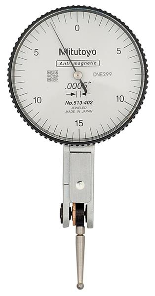 513-402-10E - 0.03 In, Dial Test Indicator, Basic Set 0-15-0, 0.0005 Inch Graduation, 3/8 Inch Stem, 0.079 Inch Contact Point, 19.9mm Length, Anti-Magnet, Jeweled Bearing