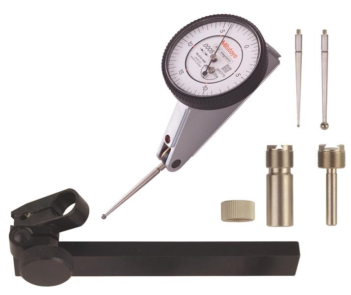 513-446T - 9 Piece, 0 to 0.06 Inch Measuring Range, 1.5748 Inch Dial Diameter, 0 to 15 to 0 Dial Reading, White Test Indicator Kit
