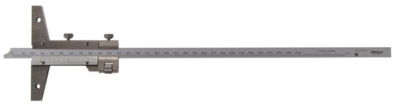 527-103 - 0 to 300mm Measurement Range, 410mm Rule Length, 4 Inch Base Length, Vernier Depth Gage