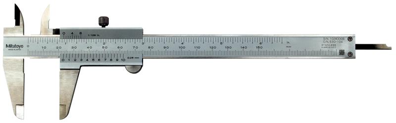 530-104 - 0-150mm/0-6 Inch, 0.05mm and 1/128 Inch, Vernier Caliper, Dual Scale