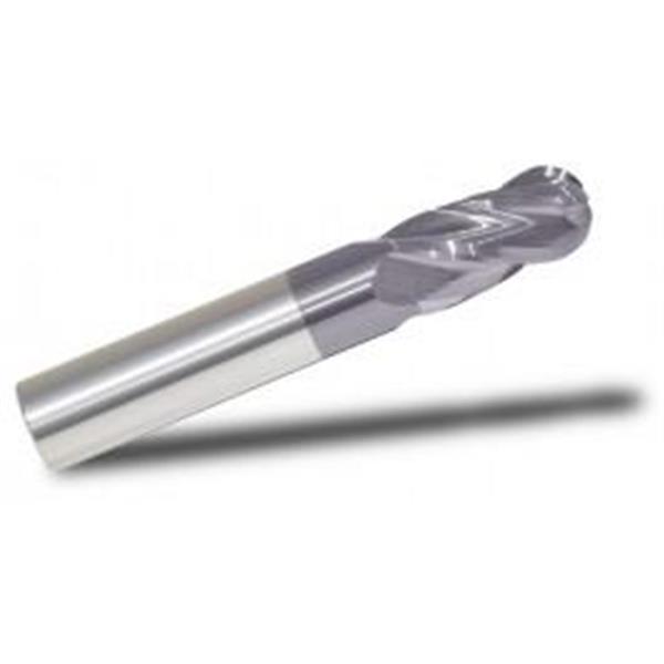 54110-COATED - 3/16 Inch Solid Carbide, AlTiN Coated, 4-Flute, 5/8 LOC, 2 Inch OAL, Single End Ball Nose Endmill