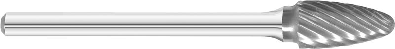 70112-FULLERTON - 1/4 (.2500) Round Tree Shape (SF-51) Double Cut Solid Carbide Burr (Rotary File)