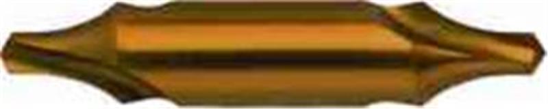 614-2.50 - 2.5mm Diameter Center Drill, 2 flutes, HSS, TiN Coated, Straight Shank, 118° Point, Right Hand Cut