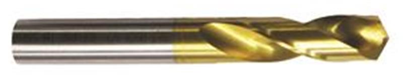 659-5.40 - 5.4mm Diameter Screw Machine Drill, 2 flutes, HSCO, TiN Coated, Straight Shank, 130° Point, Right Hand Cut