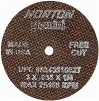 66243510627 - 3 x .035 x 1/4 Inch Gemini Right Cut Small Diameter Cut-Off Wheel 60 Grit Aluminum Oxide Type 01/41