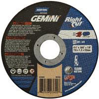 66252823602 - 4-1/2 x .045 x 7/8 Inch Gemini Right Cut EVO Right Angle Cut-Off Wheel 36 Grit Aluminum Oxide Type 01/41