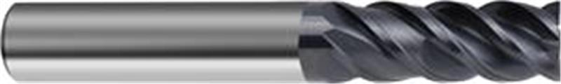 6773-6.35 - 1/4 Inch Diameter Endmill, 1/4 Shank, 4 flutes, 3/4 Length of Cut, Carbide, nano-A Coated, HA/HB Shank, 2-1/2 Overall Length, 48° Helix Angle, 0.004 chamfer