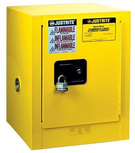 890420 - 22 x 17 x 17 Inch, Yellow, 4-Gallon,1 Self-Close Door, SURE-GRIP® EX Countertop Flammable Safety Cabinet